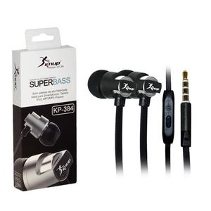 Fone De Ouvido Estéreo Metálico Super Bass Preto KNUP Kp-384 KP-384 KNUP