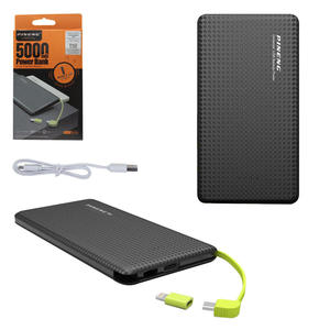 Carregador Portátil com 1 Porta USB Para V8 e Lightning 5V 5000mah Com Cabo USB de Saida V8 Preto PN-952 PINENG