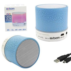 Caixa De Som Bluetooth 3.0 3W Com SD Card Led Azul caixa led EXBOM