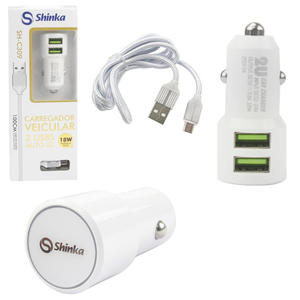 Carregador Automotivo 2 Portas USB 3.6A 18w Com Cabo V8 1 Metro SH-C309 SHINKA