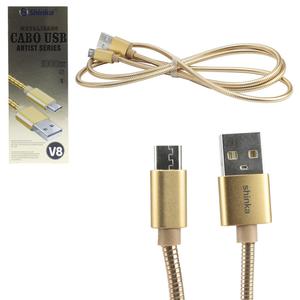 Cabo V8 1 Metro 2.1V USB Metal Dourado SHINKA SJX-11 SJX-11 SHINKA