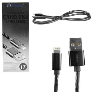 Cabo Para iPhone 1 Metro 2.1V USB Metal Preto SHINKA SJX-II-6S SJX-II-6S SHINKA