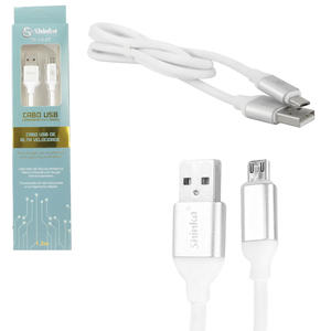Cabo USB V8 Emborrachado 1.20 Metros Branco CB-V8-67 SHINKA