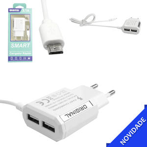 Carregador V8 2 Porta USB 3.1A Cabo 1.2 Metros 3.1A DUAS ENTRADAS GENERICO