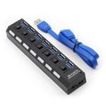 Hub Usb 3.0 High Speed 5Gb 7 Portas Chave Liga E Desliga Preto 7 PORTAS GENERICO