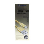 Cabo V8 1 Metro 2.1V USB Metal Dourado SHINKA SJX-11 SJX-11 SHINKA